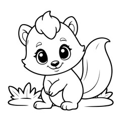 Cute vector illustration Skunk hand drawn for kids coloring page