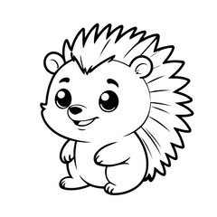 Simple vector illustration of Porcupine hand drawn for toddlers