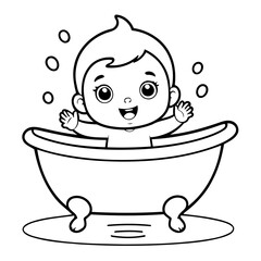 Naklejka premium Vector illustration of a cute Baby doodle colouring activity for kids