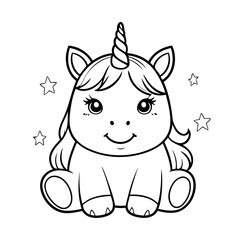 Simple vector illustration of Unicorn drawing for children page
