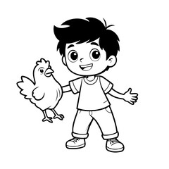 Fototapeta premium Simple vector illustration of Boy drawing for children page