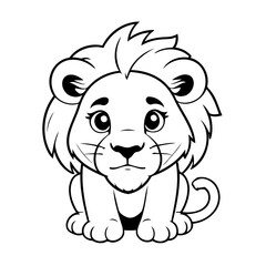 Simple vector illustration of Lion for kids colouring worksheet