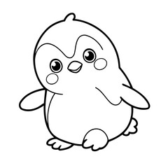Cute vector illustration Penguin doodle for toddlers worksheet