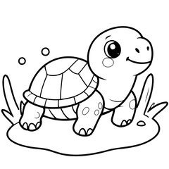 Cute vector illustration Turtle drawing colouring activity