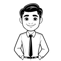Simple vector illustration of Man drawing for kids colouring activity