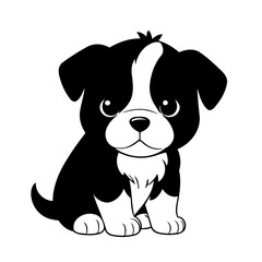 Vector illustration of a cute Puppy drawing for toddlers coloring activity