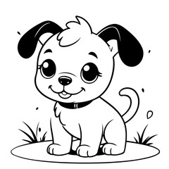 Simple vector illustration of Puppy hand drawn for toddlers