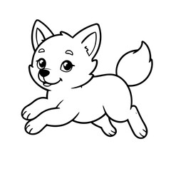 Cute vector illustration Coyote drawing for kids colouring page