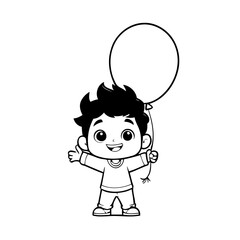 Cute vector illustration Boy doodle for kids colouring page
