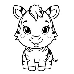 Obraz premium Cute vector illustration Zebra for kids colouring worksheet