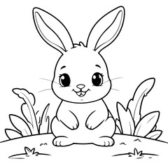 Cute vector illustration Bunny doodle for kids coloring worksheet