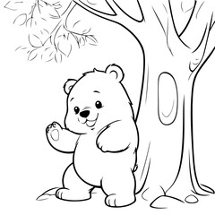 Vector illustration of a cute Bear doodle drawing for kids page