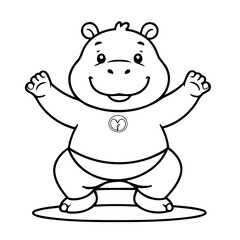 Cute vector illustration Hippo for kids colouring page