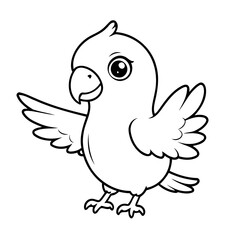 Cute vector illustration Parrot doodle black and white for kids page