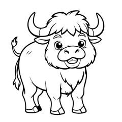 Cute vector illustration Buffalo for children colouring activity