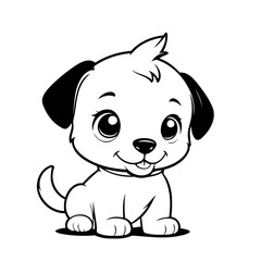 Simple vector illustration of Puppy doodle for toddlers worksheet