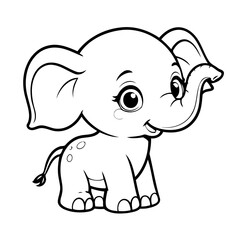 Vector illustration of a cute Elephant drawing for colouring page