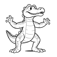 Vector illustration of a cute Alligator drawing for toddlers coloring activity