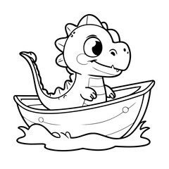Vector illustration of a cute Dino drawing colouring activity