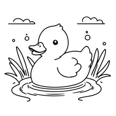 Cute vector illustration Duck for toddlers colouring page