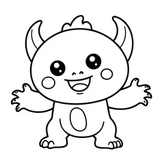 Vector illustration of a cute Monster doodle colouring activity for kids