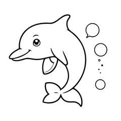 Simple vector illustration of Dolphin for kids coloring page