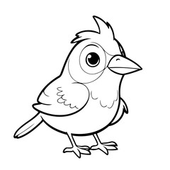 Simple vector illustration of Bird drawing for kids page