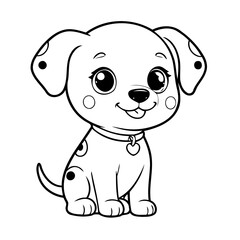 Simple vector illustration of Dalmatian drawing colouring activity