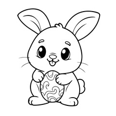 Cute vector illustration Bunny drawing for kids colouring activity