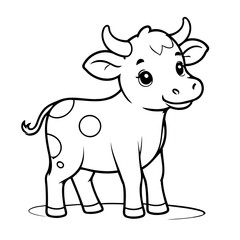 Cute vector illustration Cow drawing for toddlers colouring page