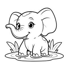 Simple vector illustration of Elephant for toddlers colouring page