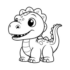 Cute vector illustration Dino doodle for toddlers colouring page