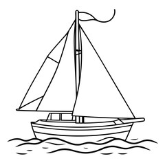 Cute vector illustration Sailboat for kids colouring worksheet