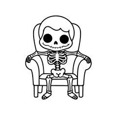 Cute vector illustration Skeleton drawing for toddlers book