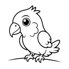 Simple vector illustration of Parrot colouring page for kids