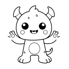 Simple vector illustration of Monster for toddlers colouring page