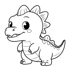 Cute vector illustration Dino colouring page for kids