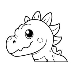 Vector illustration of a cute Dino doodle for toddlers colouring page