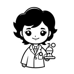 Simple vector illustration of Scientist for kids colouring worksheet