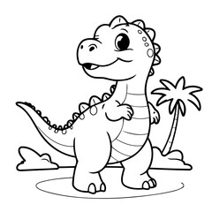 Simple vector illustration of Dino drawing for children page