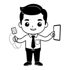 Simple vector illustration of Businessman drawing colouring activity