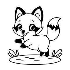 Vector illustration of a cute Fox doodle for toddlers colouring page