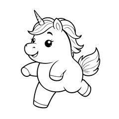 Cute vector illustration Unicorn hand drawn for kids coloring page