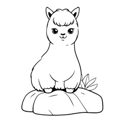 Simple vector illustration of Alpaca drawing for toddlers coloring activity