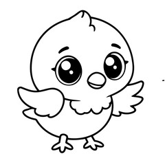 Simple vector illustration of Kawaii outline for colouring page