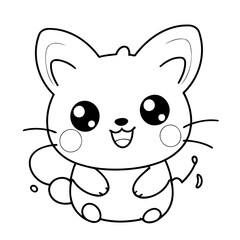 Vector illustration of a cute Kawaii drawing for children page