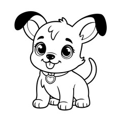 Vector illustration of a cute Puppy drawing for kids colouring activity