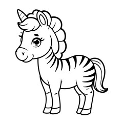 Simple vector illustration of Zebra outline for colouring page
