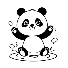 Cute vector illustration Panda doodle for toddlers worksheet