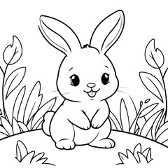 Cute vector illustration Bunny drawing colouring activity